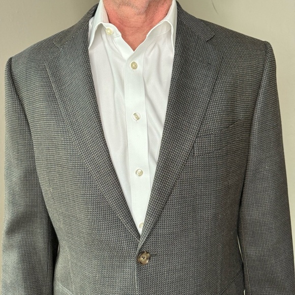 JOSEPH ABBOUD 2 Button Blazer Sport Coat Silk Wool Textured Grey Tan Brown 44R - Picture 2 of 16